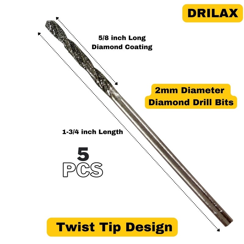 Drilax 10PC Diamond Drill Bit Set | 1.5mm & 2mm (5 Each) for Jewelry Making, Sea Glass, Stone, Shells | Compatible with Dremel Rotary Tool, Precision Drilling Kit with Collets - Image 3